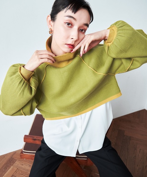 HARE（ハレ）の「マルチWAYハイネックニットカーディガン(HARE)（ニット/セーター・レディース・ブラック×グレー/イエロー×グリーン/パープル系その他・FREE）」の21枚目の写真