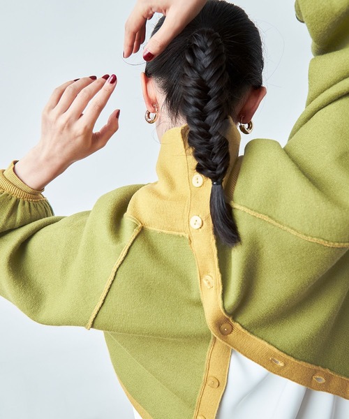 HARE（ハレ）の「マルチWAYハイネックニットカーディガン(HARE)（ニット/セーター・レディース・ブラック×グレー/イエロー×グリーン/パープル系その他・FREE）」の22枚目の写真