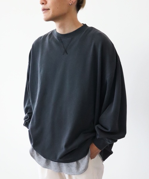 CRAFT STANDARD BOUTIQUE(クラフトスタンダードブティック)の「【BIG】ピグメントダイスウェット *◆(スウェット・メンズ・チャコールグレー/ライトグレー/パープル/レッド/ブルー/グリーン・LL/M/L)」の2枚目の写真