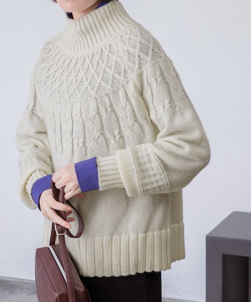 セール】 【OUTLET】ハイネックフリルヨークニット （ニット