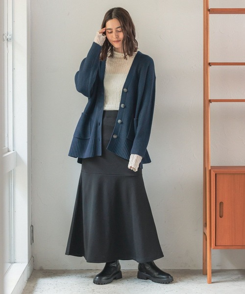 LEPSIM（レプシィム）の「7ゲージVネック満たされニットカーデ　294945（カーディガン/ボレロ・レディース・キナリ/キャメル/グリーン/ラベンダー/ネイビー・FREE）」の14枚目の写真