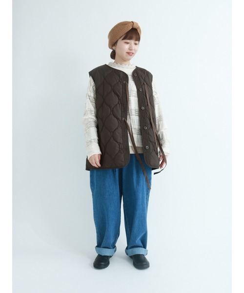 Samansa Mos2（サマンサ モスモス）の「スタンドネックレースカットソー（Tシャツ/カットソー・レディース・ブラック/ベージュ/オフホワイト・ﾌﾘ-）」の7枚目の写真