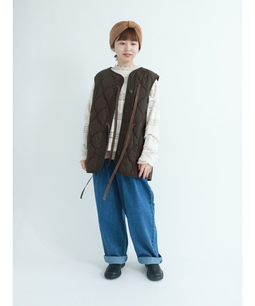 Samansa Mos2（サマンサ モスモス）の「スタンドネックレースカットソー（Tシャツ/カットソー・レディース・ブラック/ベージュ/オフホワイト・ﾌﾘ-）」の8枚目の写真