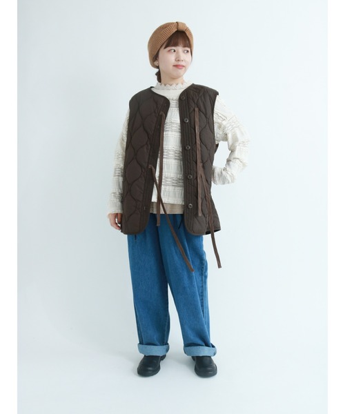 Samansa Mos2（サマンサ モスモス）の「スタンドネックレースカットソー（Tシャツ/カットソー・レディース・ブラック/ベージュ/オフホワイト・ﾌﾘ-）」の9枚目の写真