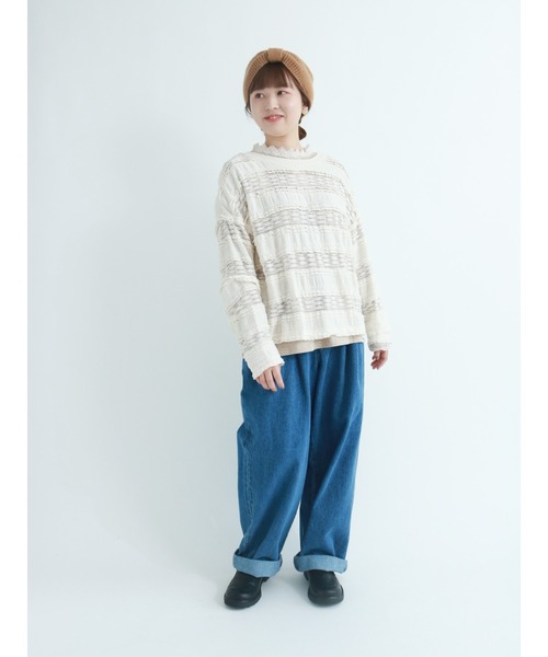 Samansa Mos2（サマンサ モスモス）の「スタンドネックレースカットソー（Tシャツ/カットソー・レディース・ブラック/ベージュ/オフホワイト・ﾌﾘ-）」の10枚目の写真