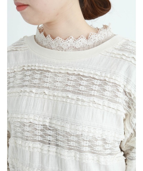 Samansa Mos2（サマンサ モスモス）の「スタンドネックレースカットソー（Tシャツ/カットソー・レディース・ブラック/ベージュ/オフホワイト・ﾌﾘ-）」の16枚目の写真