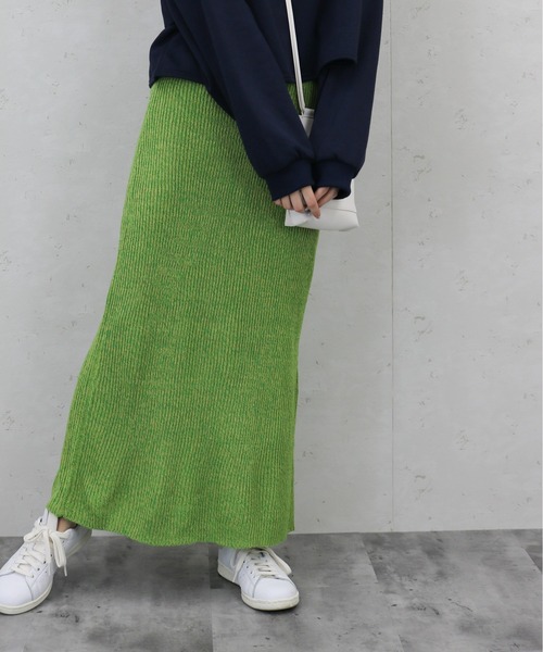 Per sist ence（パーシエンス）の「Per sist ence/パーシエンス　バルキー5GMIXナロースカート（スカート・レディース・アイボリー/ベージュ/ブラック/イエロー・FREE）」の6枚目の写真
