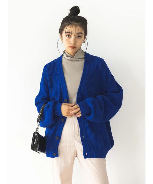 koe（コエ）の「バルキー片畦ニットカーデ*（カーディガン/ボレロ・レディース・ブラック/グレイッシュベージュ・FREE）」の15枚目の写真