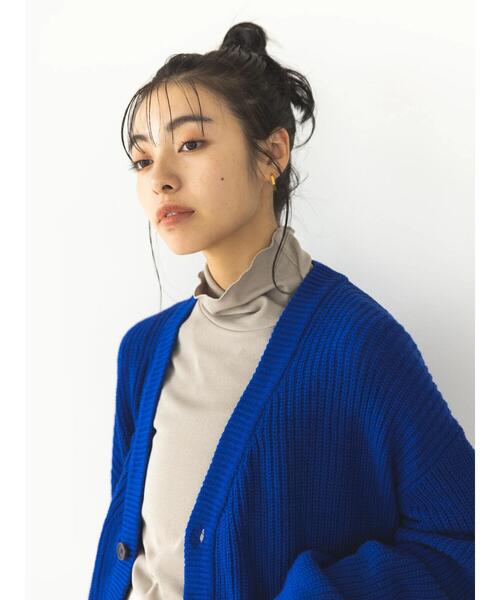 koe（コエ）の「バルキー片畦ニットカーデ*（カーディガン/ボレロ・レディース・ブラック/グレイッシュベージュ・FREE）」の18枚目の写真