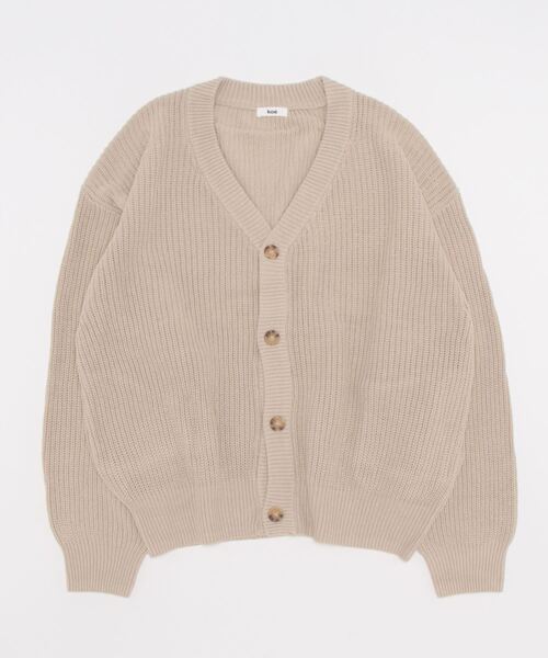 koe（コエ）の「バルキー片畦ニットカーデ*（カーディガン/ボレロ・レディース・ブラック/グレイッシュベージュ・FREE）」の11枚目の写真
