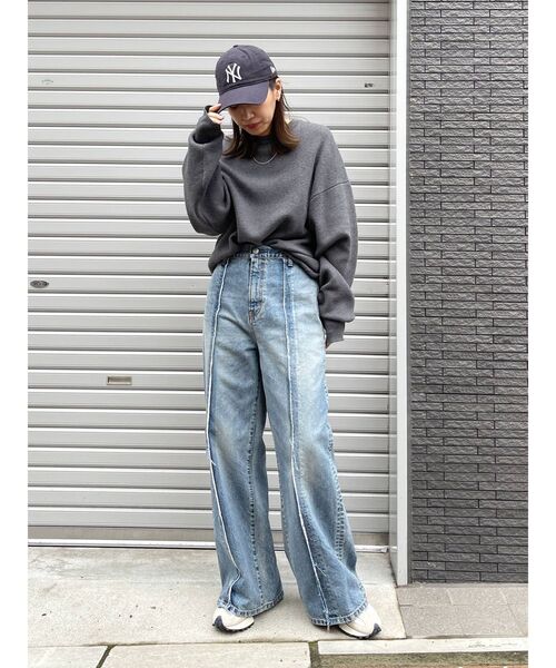 Ungrid（アングリッド）の「カシミヤ混スムース編みルーズニット（ニット/セーター・レディース・グリーン/チャコールグレー・FREE）」の5枚目の写真