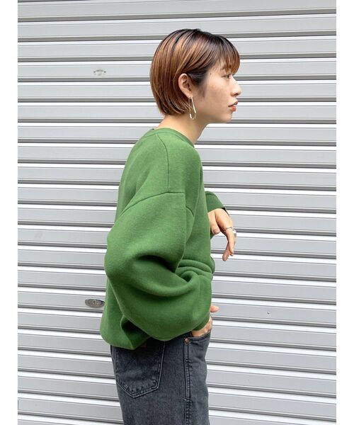 Ungrid（アングリッド）の「カシミヤ混スムース編みルーズニット（ニット/セーター・レディース・グリーン/チャコールグレー・FREE）」の7枚目の写真