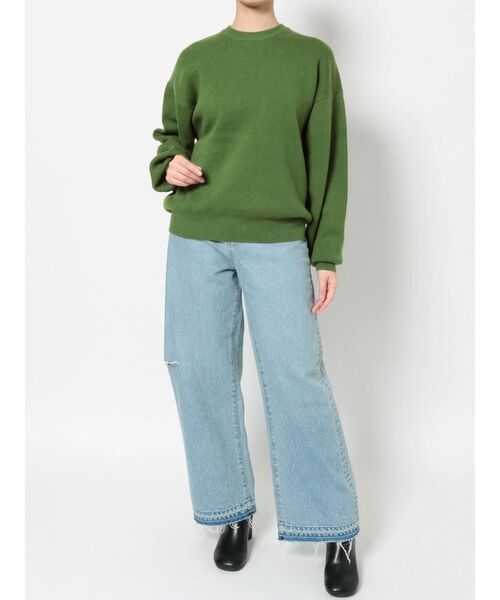 Ungrid（アングリッド）の「カシミヤ混スムース編みルーズニット（ニット/セーター・レディース・グリーン/チャコールグレー・FREE）」の15枚目の写真