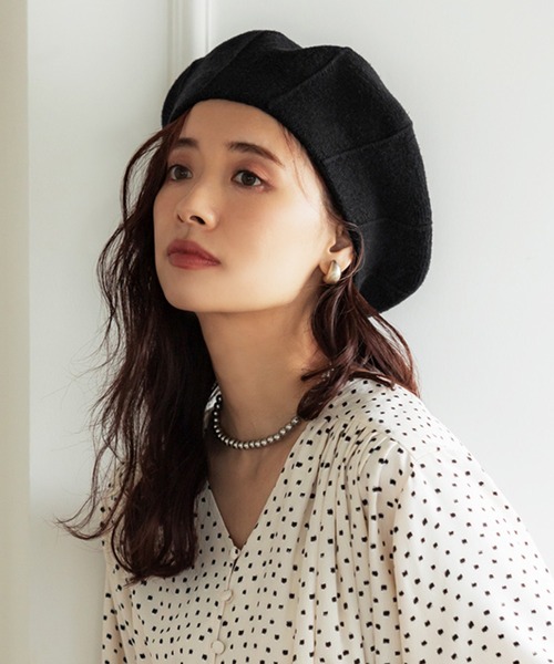 coca(coca)(コカ)の「ニットベレー帽(ニットキャップ/ビーニー・レディース・ベージュ/ブラック・ONE SIZE)」の2枚目の写真