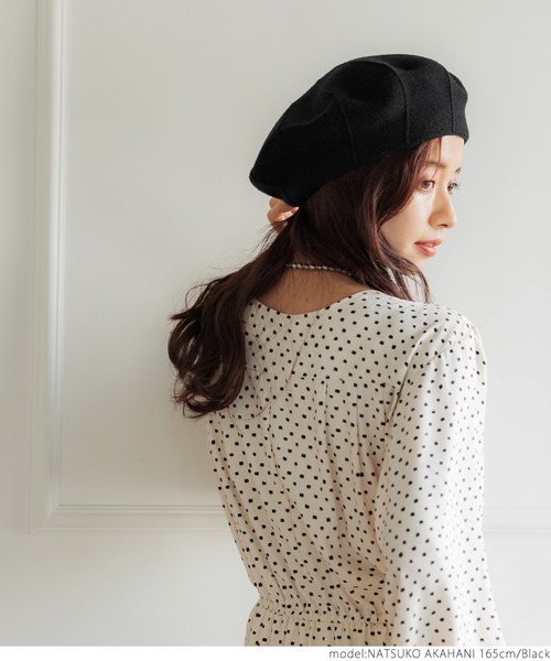 coca(coca)(コカ)の「ニットベレー帽(ニットキャップ/ビーニー・レディース・ベージュ/ブラック・ONE SIZE)」の3枚目の写真