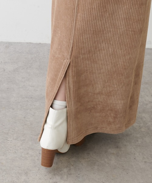 PUAL CE CIN（ピュアルセシン）の「ストレッチコールテンスカート（スカート・レディース・ブラック/ベージュ/ブルーグレー・FREE）」の5枚目の写真