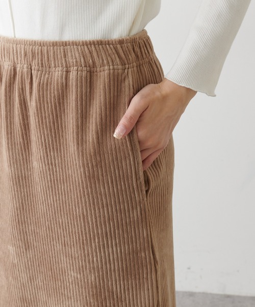 PUAL CE CIN（ピュアルセシン）の「ストレッチコールテンスカート（スカート・レディース・ブラック/ベージュ/ブルーグレー・FREE）」の12枚目の写真