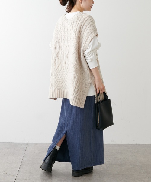 PUAL CE CIN（ピュアルセシン）の「ストレッチコールテンスカート（スカート・レディース・ブラック/ベージュ/ブルーグレー・FREE）」の20枚目の写真