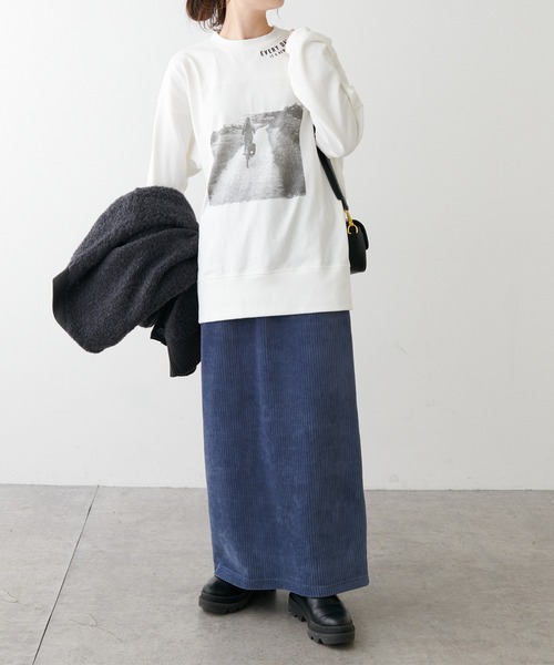 PUAL CE CIN（ピュアルセシン）の「ストレッチコールテンスカート（スカート・レディース・ブラック/ベージュ/ブルーグレー・FREE）」の14枚目の写真