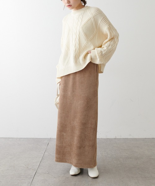 PUAL CE CIN（ピュアルセシン）の「ストレッチコールテンスカート（スカート・レディース・ブラック/ベージュ/ブルーグレー・FREE）」の11枚目の写真