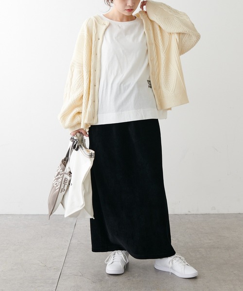 PUAL CE CIN（ピュアルセシン）の「ストレッチコールテンスカート（スカート・レディース・ブラック/ベージュ/ブルーグレー・FREE）」の17枚目の写真