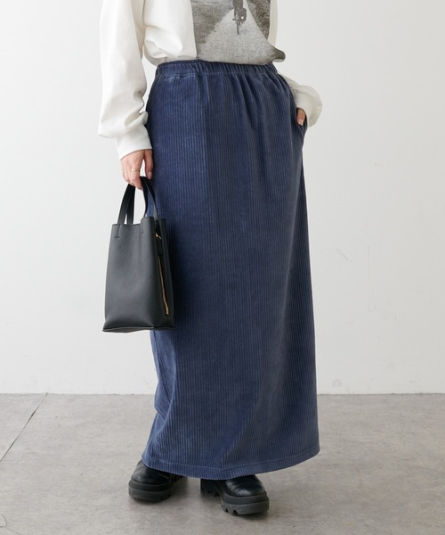 PUAL CE CIN（ピュアルセシン）の「ストレッチコールテンスカート（スカート・レディース・ブラック/ベージュ/ブルーグレー・FREE）」の8枚目の写真