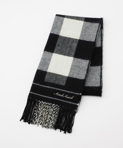 MISCH MASCH（ミッシュマッシュ）の「2022AWモノトーンチェックマフラー（マフラー・レディース・ホワイト×ブラック・FREE）」の2枚目の写真