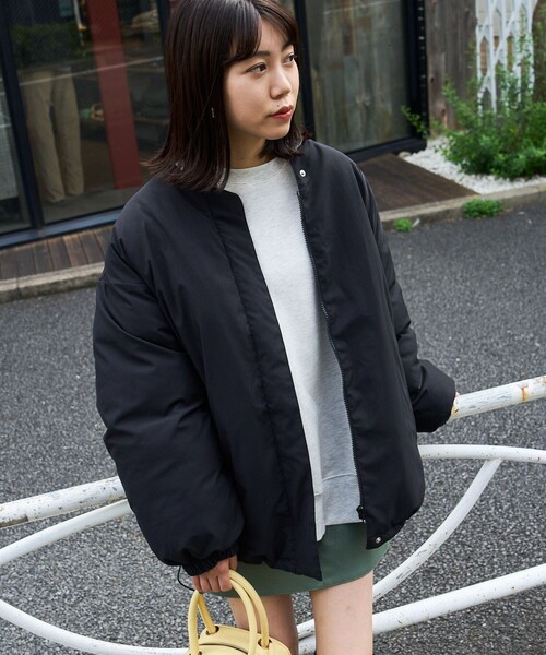 PUBLUX（パブリュクス）の「PUBLUX/パブリュクス マフラー付き中綿ジャケット（ダウンジャケット/コート・レディース・カーキ/アイボリー/ブラック・ﾌﾘ-）」の9枚目の写真