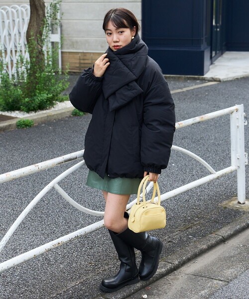 PUBLUX（パブリュクス）の「PUBLUX/パブリュクス マフラー付き中綿ジャケット（ダウンジャケット/コート・レディース・カーキ/アイボリー/ブラック・ﾌﾘ-）」の12枚目の写真