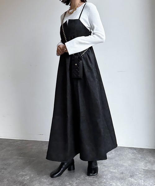 DouDou（ドゥドゥ）の「【WEB限定】ジャガードビスチェワンピース（ワンピース・レディース・ブラック/オフホワイト・FREE）」の14枚目の写真