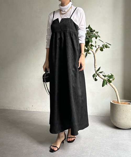 DouDou（ドゥドゥ）の「【WEB限定】ジャガードビスチェワンピース（ワンピース・レディース・ブラック/オフホワイト・FREE）」の13枚目の写真