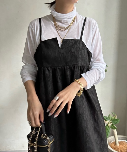 DouDou（ドゥドゥ）の「【WEB限定】ジャガードビスチェワンピース（ワンピース・レディース・ブラック/オフホワイト・FREE）」の8枚目の写真