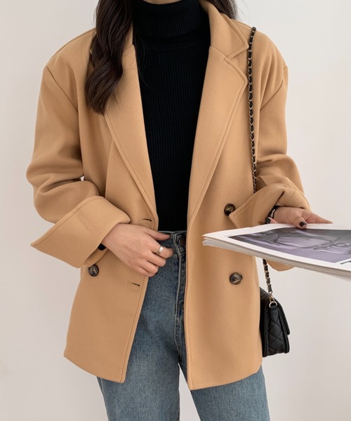 ECLIN（エクラン）の「ニットメルトンルーズシルエットダブルテーラードジャケット（テーラードジャケット・レディース・ベージュ/アイボリー/モカ・S/M/L）」の10枚目の写真