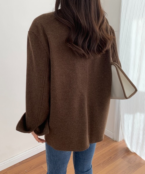 ECLIN（エクラン）の「ニットメルトンルーズシルエットダブルテーラードジャケット（テーラードジャケット・レディース・ベージュ/アイボリー/モカ・S/M/L）」の19枚目の写真