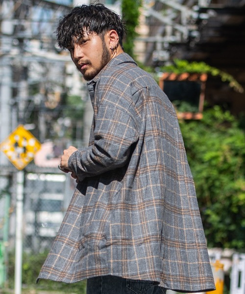 CavariA(キャバリア)の「『CavariA/キャバリア』ヘヴィネルビッグシャツ(シャツ/ブラウス・メンズ・ブラウン/ベージュ/オレンジ/グレー/ブラック/グリーン・FREE)」の14枚目の写真