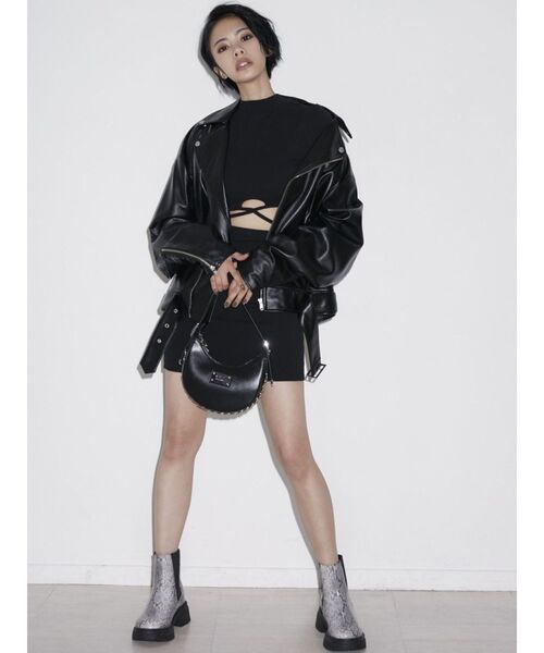 GYDA（ジェイダ）の「ウエストクロスタイトミニワンピース（ワンピース・レディース・グレー/ブラック・FREE）」の12枚目の写真