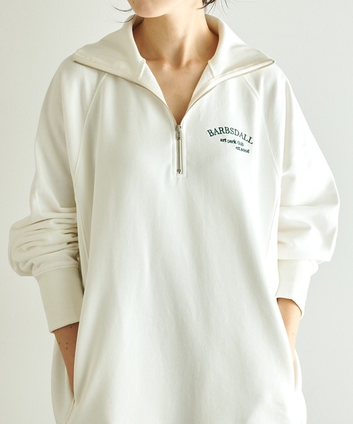 COLLAGE GALLARDAGALANTE（コラージュガリャルダガランテ）の「ロゴハーフシップスウェット（スウェット・レディース・ブルー/オフホワイト・FREE）」の8枚目の写真