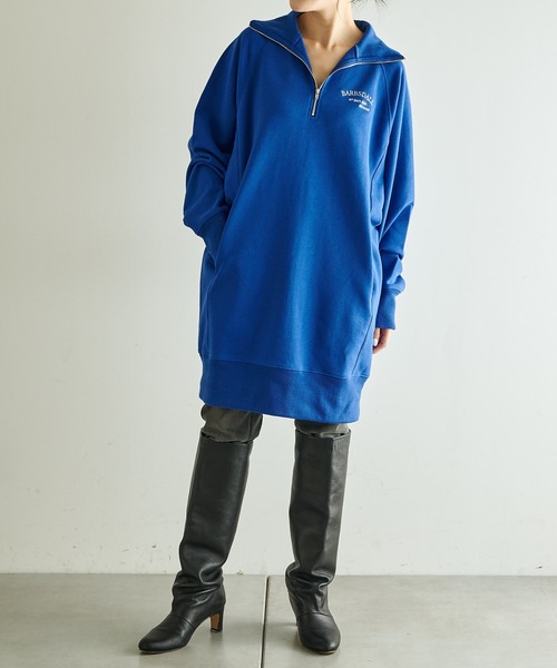 COLLAGE GALLARDAGALANTE（コラージュガリャルダガランテ）の「ロゴハーフシップスウェット（スウェット・レディース・ブルー/オフホワイト・FREE）」の14枚目の写真