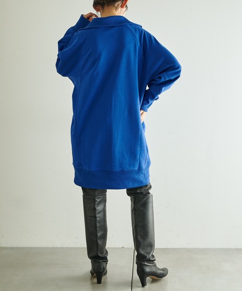 COLLAGE GALLARDAGALANTE（コラージュガリャルダガランテ）の「ロゴハーフシップスウェット（スウェット・レディース・ブルー/オフホワイト・FREE）」の16枚目の写真