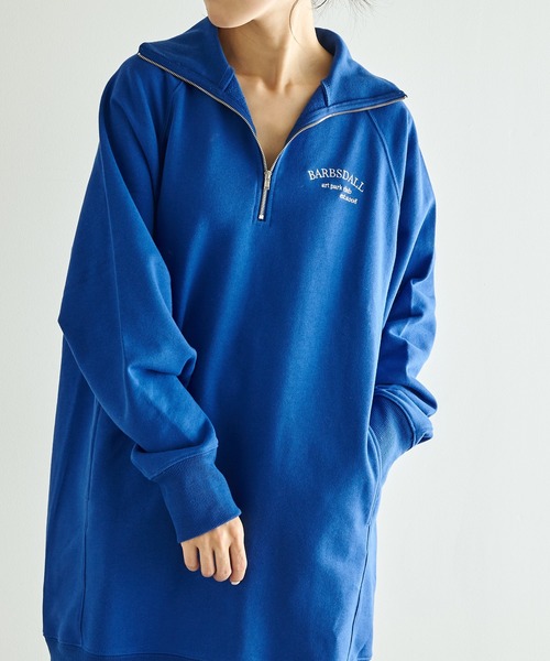 COLLAGE GALLARDAGALANTE（コラージュガリャルダガランテ）の「ロゴハーフシップスウェット（スウェット・レディース・ブルー/オフホワイト・FREE）」の15枚目の写真