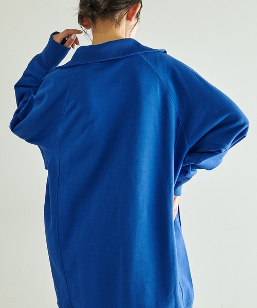 COLLAGE GALLARDAGALANTE（コラージュガリャルダガランテ）の「ロゴハーフシップスウェット（スウェット・レディース・ブルー/オフホワイト・FREE）」の17枚目の写真