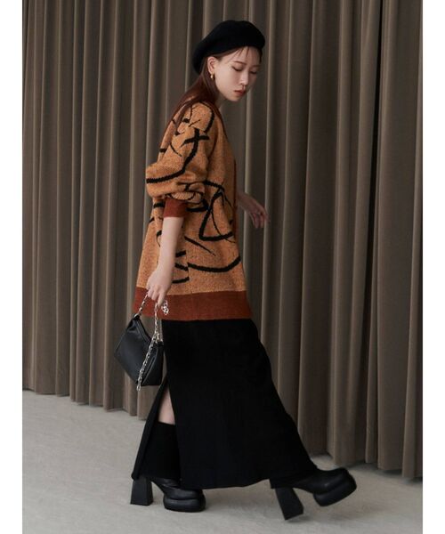 EMODA(エモダ)の「【GAB GAB×EMODA】ラインモチーフニット(ニット/セーター・レディース・カーキ/オレンジ・FREE)」の3枚目の写真