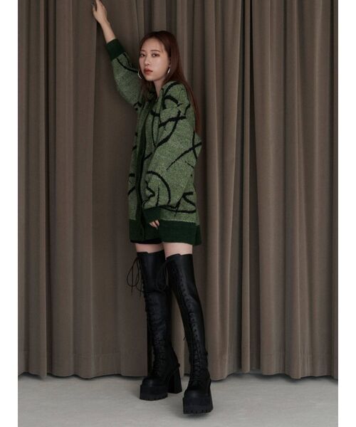 EMODA(エモダ)の「【GAB GAB×EMODA】ラインモチーフニット(ニット/セーター・レディース・カーキ/オレンジ・FREE)」の4枚目の写真