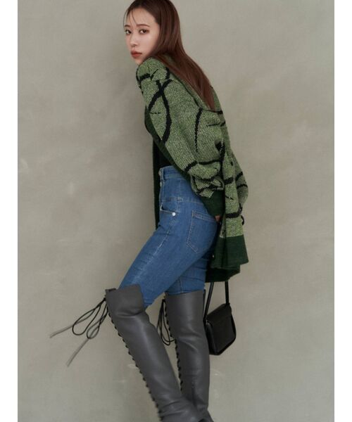 EMODA(エモダ)の「【GAB GAB×EMODA】ラインモチーフニット(ニット/セーター・レディース・カーキ/オレンジ・FREE)」の8枚目の写真