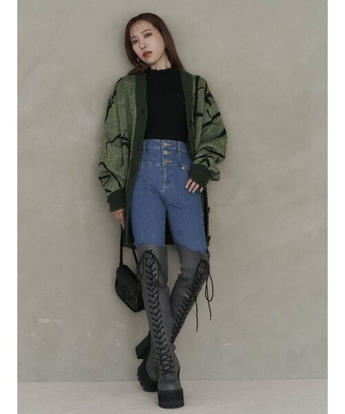 EMODA(エモダ)の「【GAB GAB×EMODA】ラインモチーフニット(ニット/セーター・レディース・カーキ/オレンジ・FREE)」の15枚目の写真