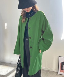 フェイクウールミドル丈ビッグカラーコート