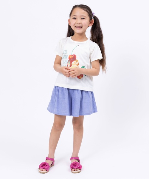 trois lapins kp(トロワラパンケーピー)の「ダンガリー キュロットパンツ(100~130)(その他パンツ・キッズ・ブルー/ライトオリーブ・100cm/110cm/120cm/130cm)」の11枚目の写真