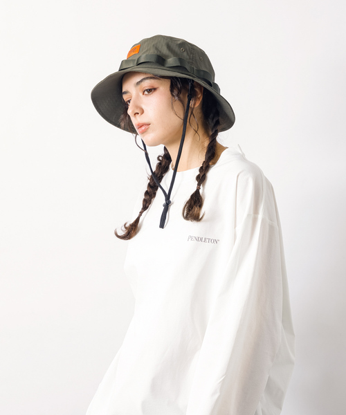UNIVERSAL OVERALL（ユニバーサルオーバーオール）の「【UNIVERSAL OVERALL/ユニバーサルオーバーオール】コットンリップサファリハット アドベンチャーハット（ハット・メンズ・ブラック/カーキ/ベージュ・フリー）」の4枚目の写真