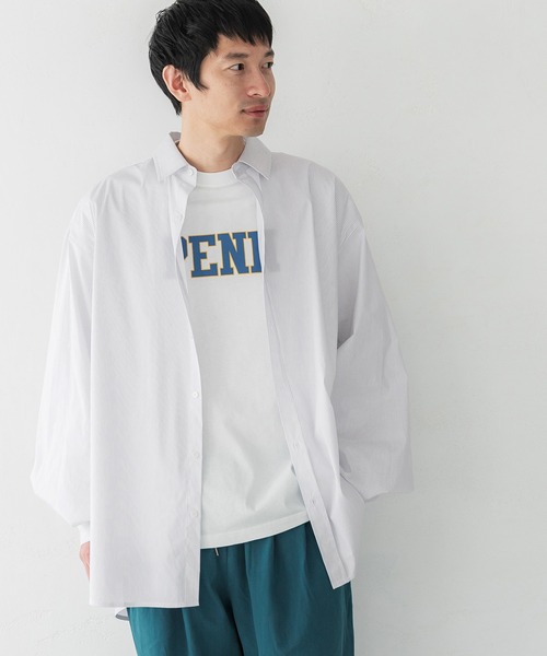 coca(coca)(コカ)の「メンズ ストライプオーバーシルエットシャツ(シャツ/ブラウス・メンズ・ホワイト/ネイビー・ONE SIZE)」の2枚目の写真