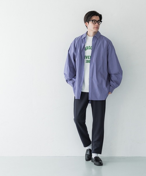 coca(coca)(コカ)の「メンズ ストライプオーバーシルエットシャツ(シャツ/ブラウス・メンズ・ホワイト/ネイビー・ONE SIZE)」の10枚目の写真